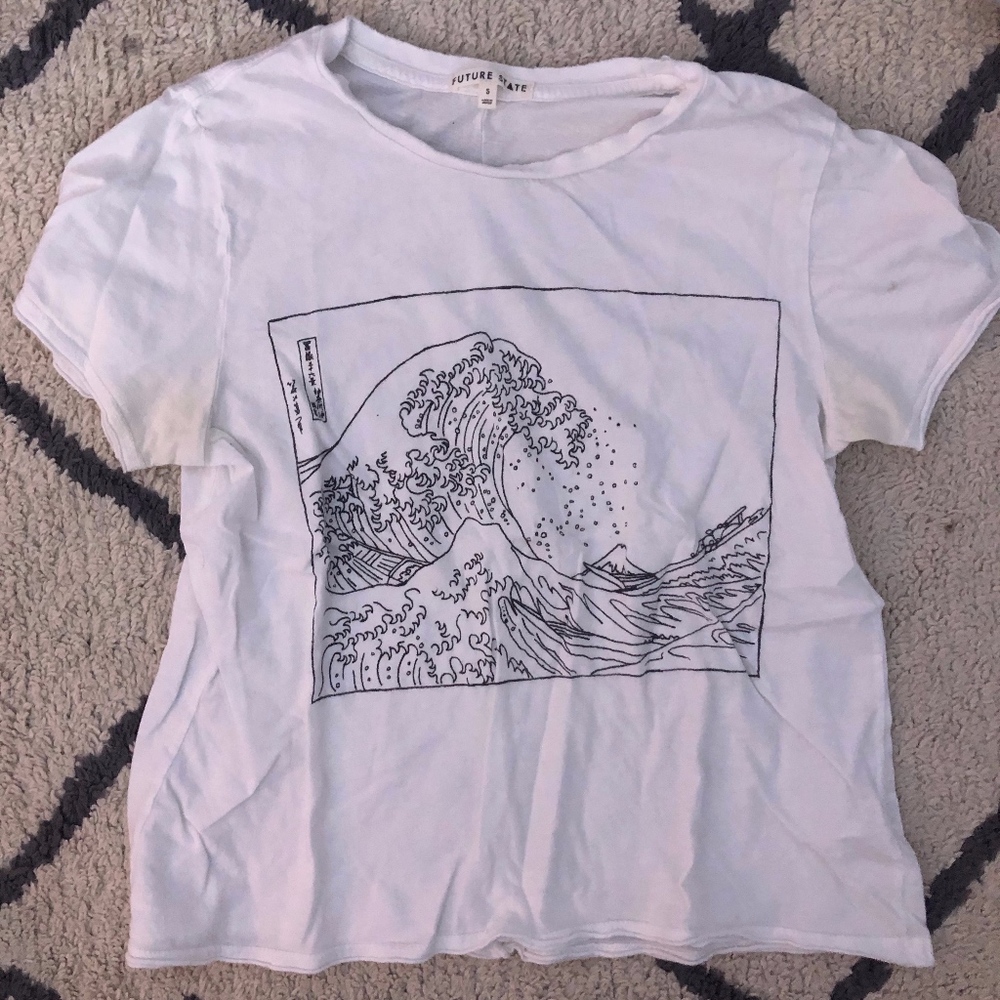 White Future State T-shirt with Wave Design